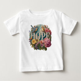 Hope Floral Typografie mit Vögeln und botanisch Baby T-shirt