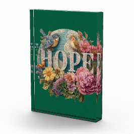 Hope Floral Typografie mit Vögeln und botanisch Fotoblock