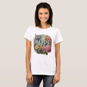Hope Floral Typografie mit Vögeln und botanisch T-Shirt (Vorne ganz)