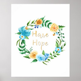 Hope Floral Wreath Poster