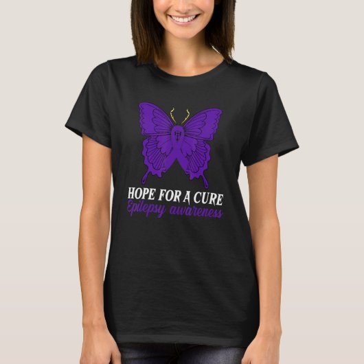 Hope For A Cure Purple Ribbon Butterfly Epilepsy A T-Shirt (Vorderseite)