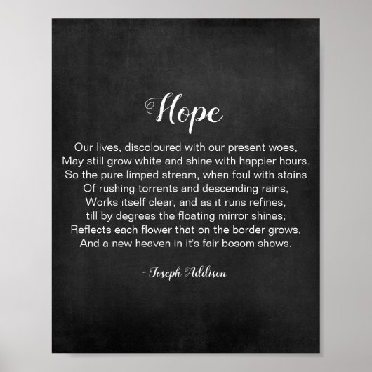 Hope Gedicht von Joseph Addison Black and White Po Poster (Vorne)