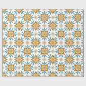 Hope Gold Turquoise Tile Wrapping Paper Geschenkpapier (Flach)