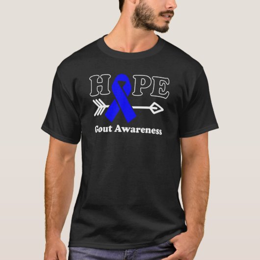 Hope Gout Awareness Blue Ribbon T-Shirt (Vorderseite)
