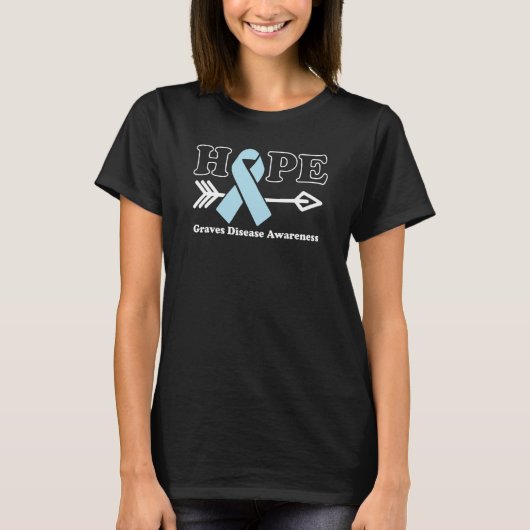 Hope Graves Disease Awareness Light Blue Ribbon T-Shirt (Vorderseite)