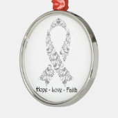 Hope Gray Awareness Ribbon Silbernes Ornament (Links)