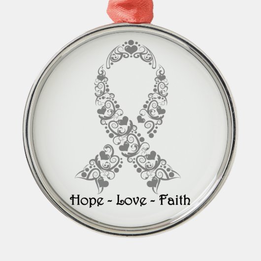 Hope Gray Awareness Ribbon Silbernes Ornament (Vorne)