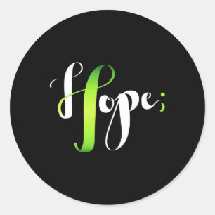 Hope Green Ribbon Semicolon - Mental Health Awaren Runder Aufkleber