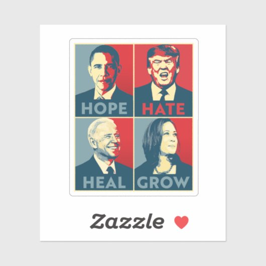 Hope Hate Heal Grow Aufkleber (Blatt)