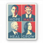 Hope Hate Heal Grow Aufkleber (Vorderseite)