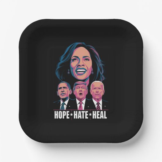 Hope Hate Heal Rise Kamala 2024 Pappteller (Vorderseite)