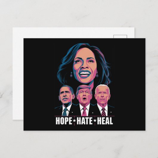 Hope Hate Heal Rise Kamala 2024 Postkarte (Vorne/Hinten)
