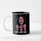 Hope Hate Heal Rise Kamala 2024 Zweifarbige Tasse (Links)