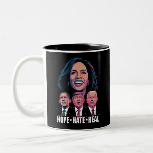 Hope Hate Heal Rise Kamala 2024 Zweifarbige Tasse