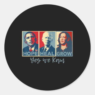 Hope Heal Grow Obama Joe Biden Kamala Harris 2024 Runder Aufkleber
