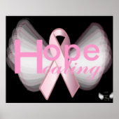 Hope Healing on Angelic Wings Pink Ribbon Poster (Vorne)