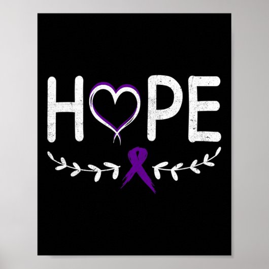 Hope Heart Lila Ribbon Bauchspeicheldrüsenkrebs Poster (Vorne)