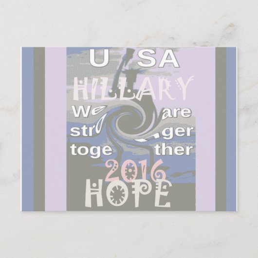 Hope Hillary USA Wir sind enger zusammen Postkarte (Vorderseite)