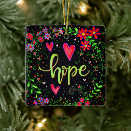 Hope Hübsch Black Floral Model Christmas Keramikornament