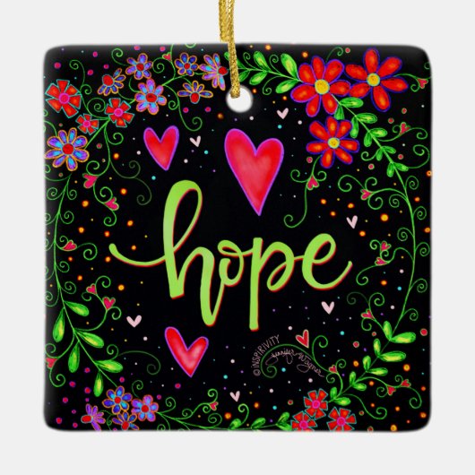 Hope Hübsch Black Floral Model Christmas Keramikornament (Vorderseite)