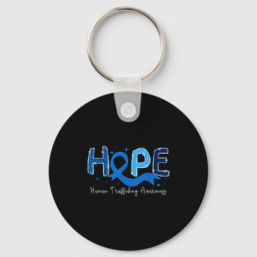 Hope Human Trafficking Awareness Blue Ribbon Schlüsselanhänger (Vorderseite)