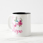 Hope Hummingbird Brustkrebs Bewusstsein Zweifarbige Tasse (Vorderseite Links)