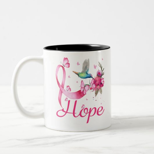 Hope Hummingbird Brustkrebs Bewusstsein Zweifarbige Tasse (Links)