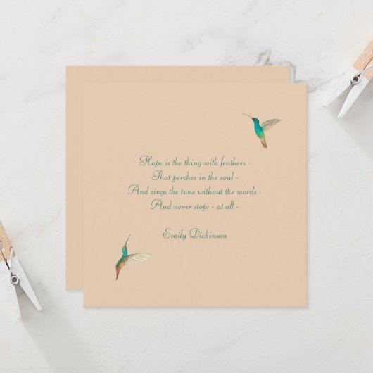 Hope Hummingbird Karte (Vorderseite/Rückseite Beispiel)