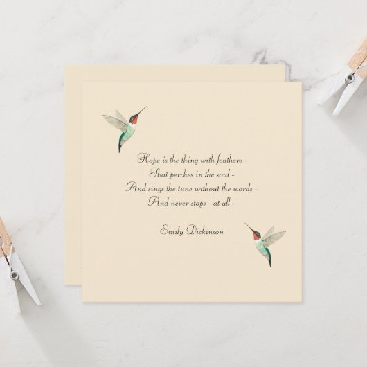 Hope Hummingbird Karte (Vorderseite/Rückseite Beispiel)