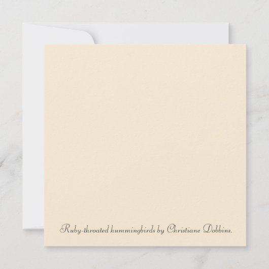 Hope Hummingbird Karte (Rückseite)