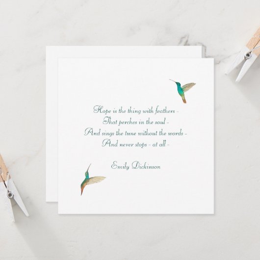 Hope Hummingbird Karte (Vorderseite/Rückseite Beispiel)