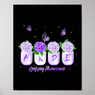 HOPE Hydrangea Blume Butterfly Epilepsie Bewusstse Poster