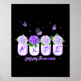 HOPE Hydrangea Blume Butterfly Epilepsie Bewusstse Poster