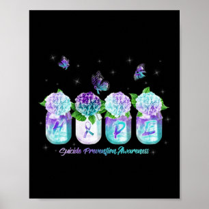 Hope Hydrangea Blume Schmetterling Suizidpräventio Poster