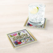 Hope Inspiration geschrieben in einem Bouquet Desi Glasuntersetzer (Schrägansicht)