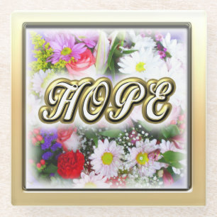 Hope Inspiration geschrieben in einem Bouquet Desi Glasuntersetzer