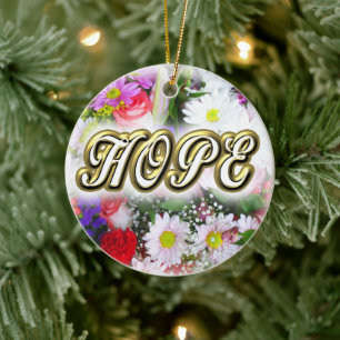 HOPE Inspiration geschrieben in einem Bouquet Keramik Ornament
