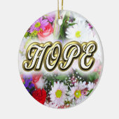 HOPE Inspiration geschrieben in einem Bouquet Keramik Ornament (Links)