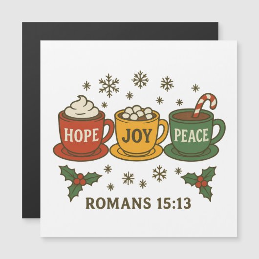 Hope joy Peace and Cocoa Magnetkarte (Vorne/Hinten)