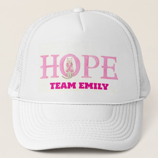 Hope Kitty Pink Ribbon Personalisiert Truckerkappe (Vorderseite)