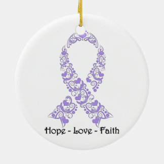 Hope Lavender Awareness Ribbon Keramikornament