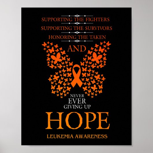 Hope Leukemia Awareness Orange Ribbon Poster (Vorne)