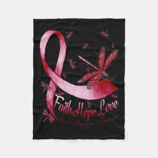 Hope Liebe Brain Aneurysm Awareness Dragonfly Fleecedecke (Vorderseite)