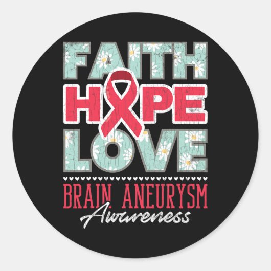 Hope Liebe Brain Aneurysm Awareness Support Graphi Runder Aufkleber (Vorderseite)