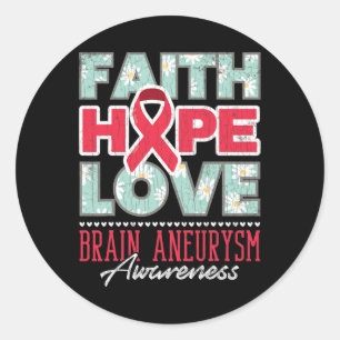 Hope Liebe Brain Aneurysm Awareness Support Graphi Runder Aufkleber