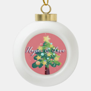 Hope & Liebe Capton Weihnachtsbaum Pink Keramik Kugel-Ornament