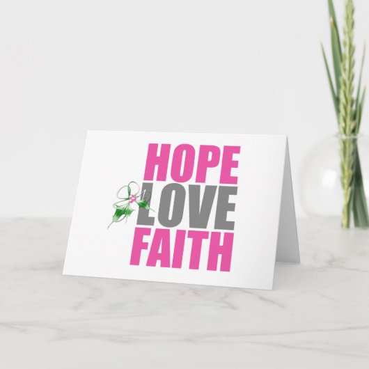 Hope Liebe Faith Christmas Holly Feiertagskarte (Vorderseite)