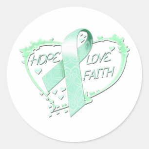 Hope Liebe Faith Heart (aquamarin) Runder Aufkleber