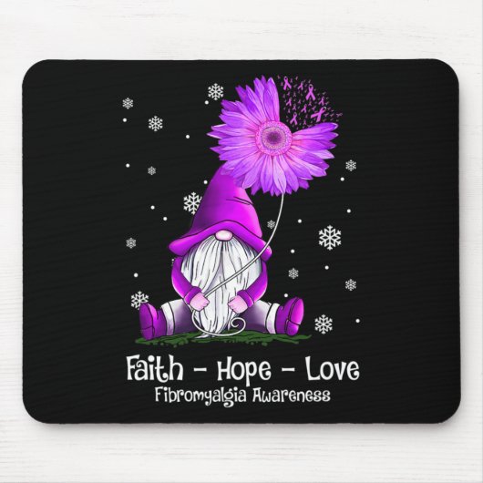 Hope Liebe Gnome Sonnenblume Fibromyalgie Bewussts Mousepad (Vorne)