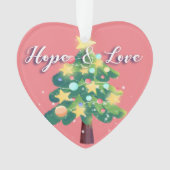 Hope Liebe Joy Peace Carton Weihnachtsbaum Pink Ornament (Vorderseite)